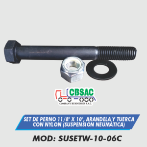 SET DE PERNO 11/8″ X 10″, ARANDELA Y TUERCA CON NYLON (SUSPENSIÓN NEUMÁTICA)