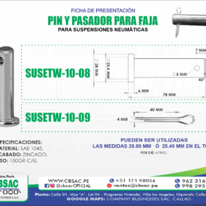 PIN Y PASADOR PARA FAJA (SUSPENSIÓN NEUMÁTICA)